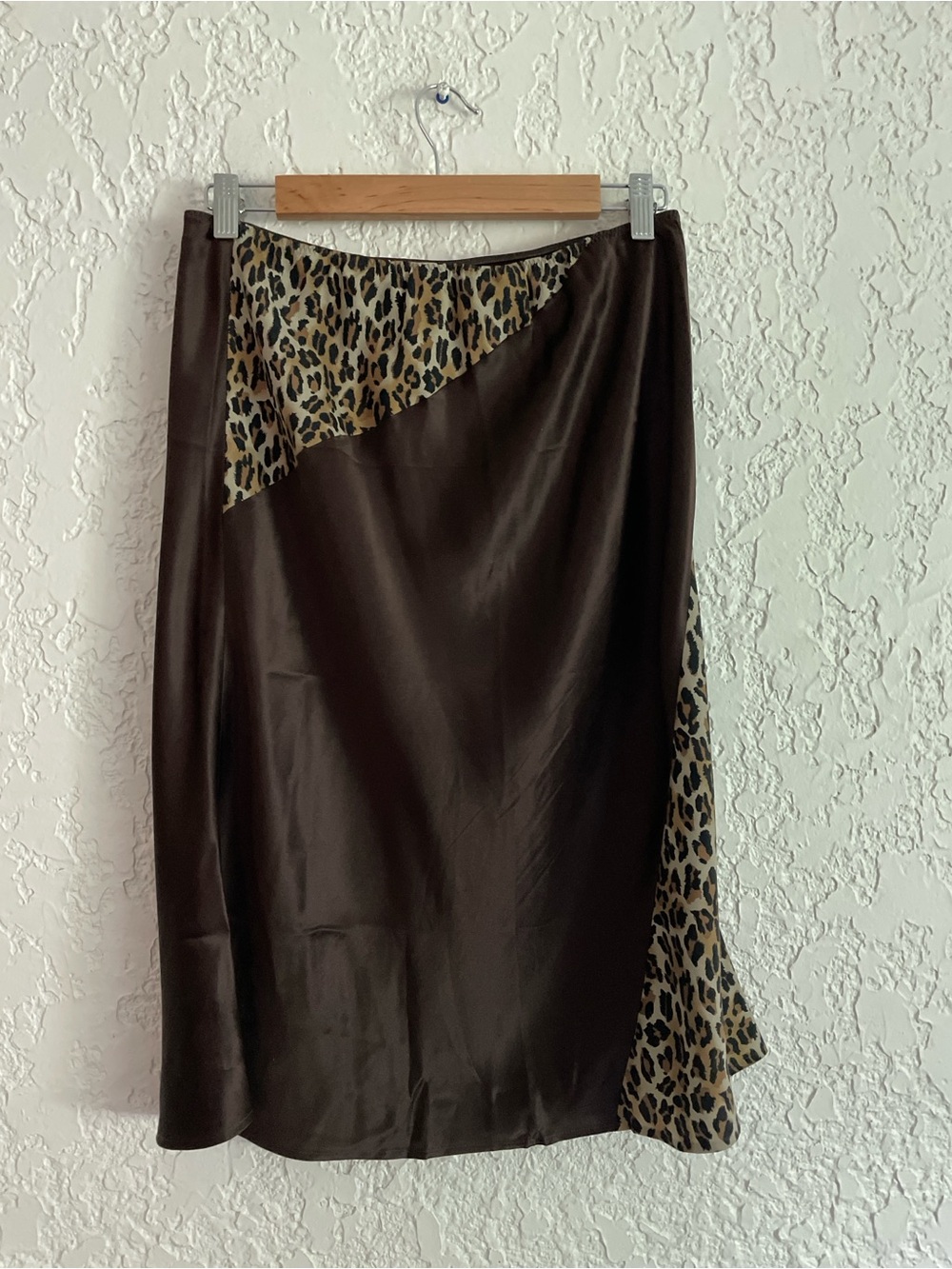 Express RARE Vintage Y2K Colorblocked Leopard Silk Skirt - M - Picture 3 of 5